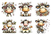 Whimsical Spring Cow Clipart, an Illustration by Dream Creation (Thumbnail 5 of 6)