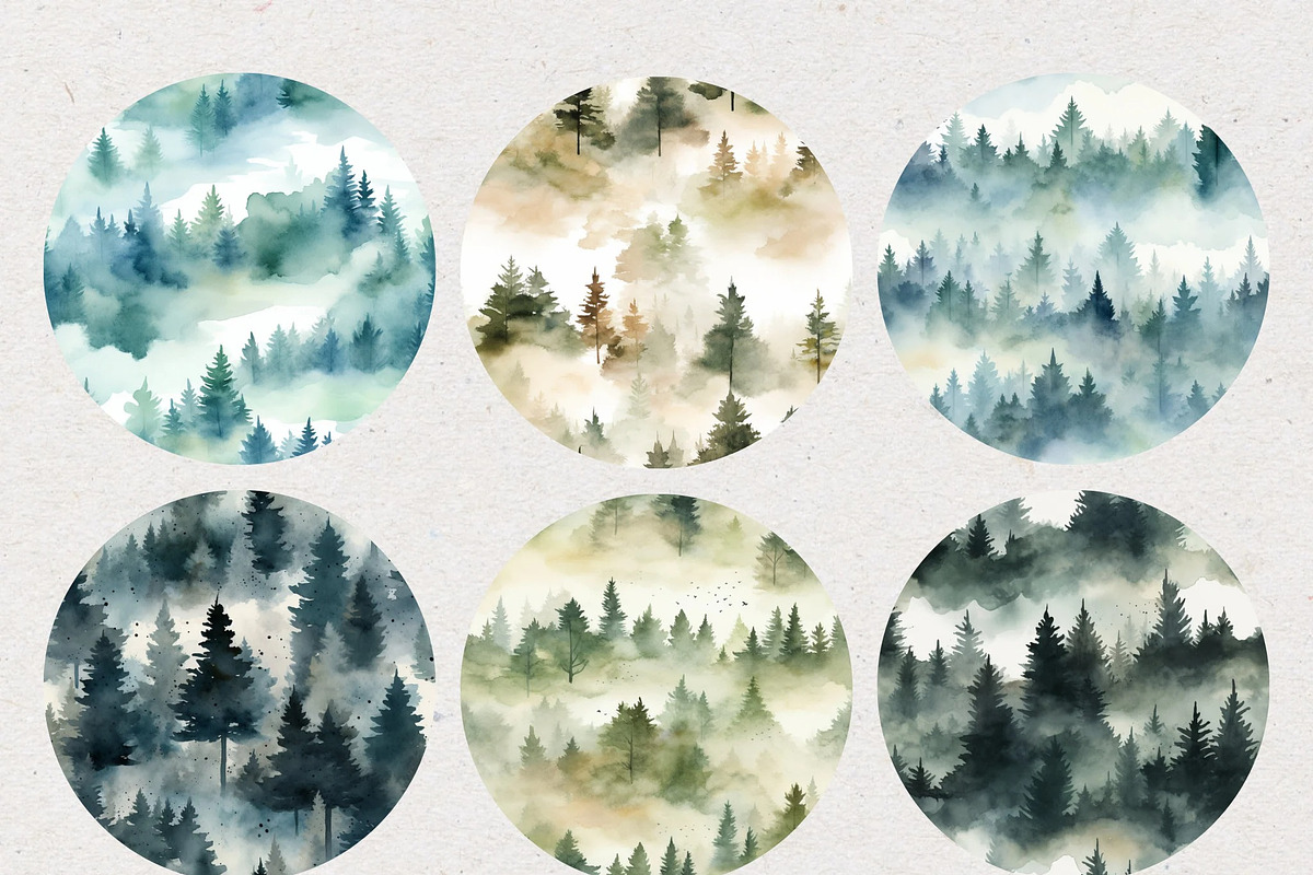 Misty Forest Seamless Patterns, a Pattern Graphic by Natural Planners (Photo 3 of 3)