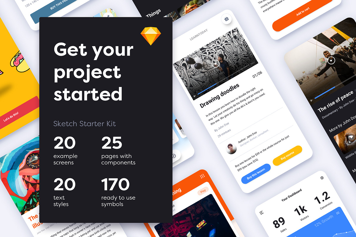 Sketch Starter Kit — 170 Components, an UI Kit Template by Around Seven Products (Photo 1 of 6)