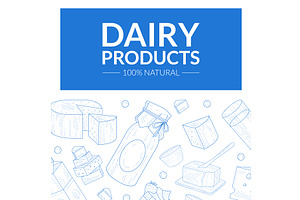 Dairy Products Banner Template, a Food Illustration by TopVectors