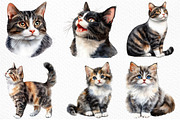 Watercolor Cat Clipart, an Illustration by Craft Nest (Thumbnail 6 of 12)