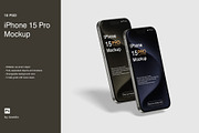 iPhone 15 Pro Mockup, an iPhone Mockup by Jestdio (Thumbnail 1 of 14)