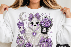 Cute Rhinestone Ghost PNG (2), a Seasonal Illustration by DreamCafeArt