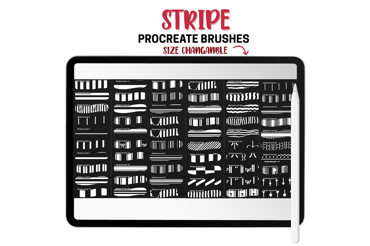 Stripes Procreate Pattern Brushes, a Brush Add-On by Brush Lab (Photo 2 of 10)