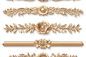 Golden floral ornaments elegant desi, an Abstract Photo by Pixeness Studio