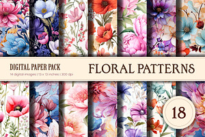 Floral Patterns 18. Digital Paper., a Texture Illustration by KENO Mascots