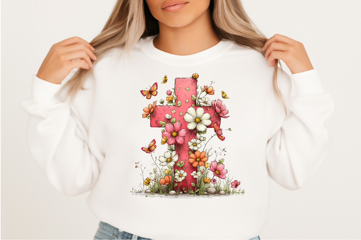 Floral Easter Cross Clipart Png, an Illustration by Craft Nest (Photo 6 of 9)