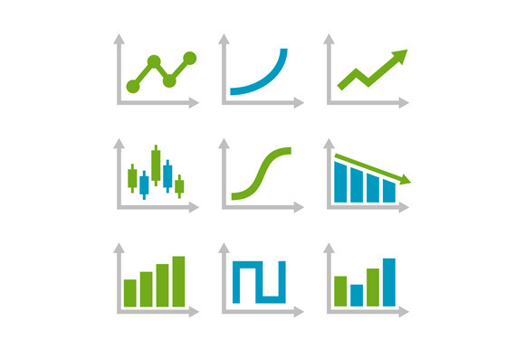 Color Graph Chart Icons Set, an Outline Icon by in8finity | Creative Market
