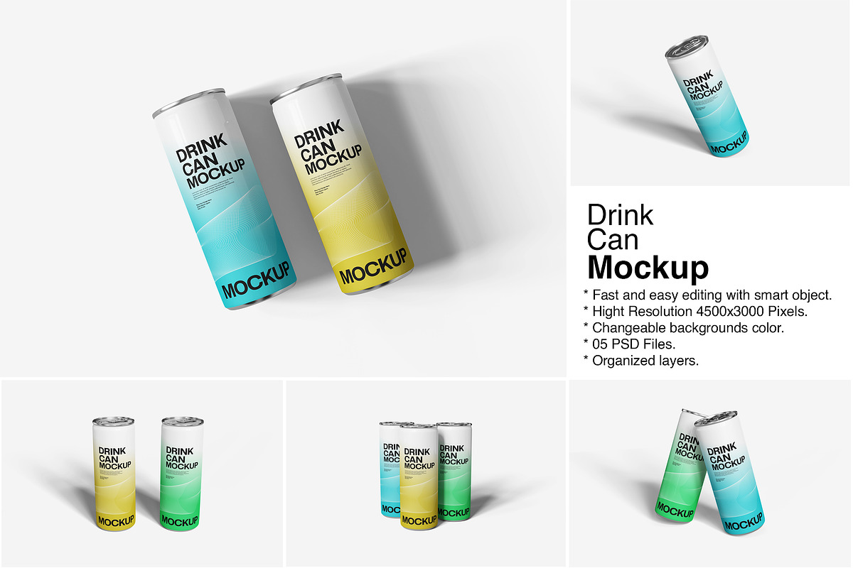 Drink Can Mockup, a Product Mockup by Indah (Photo 1 of 6)