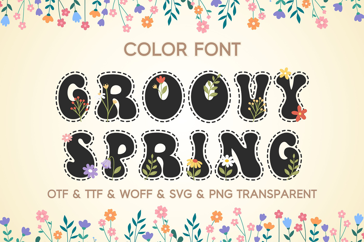 Groovy Spring - Color Font, a Sans Serif Font by Adalin Shop (Photo 1 of 3)