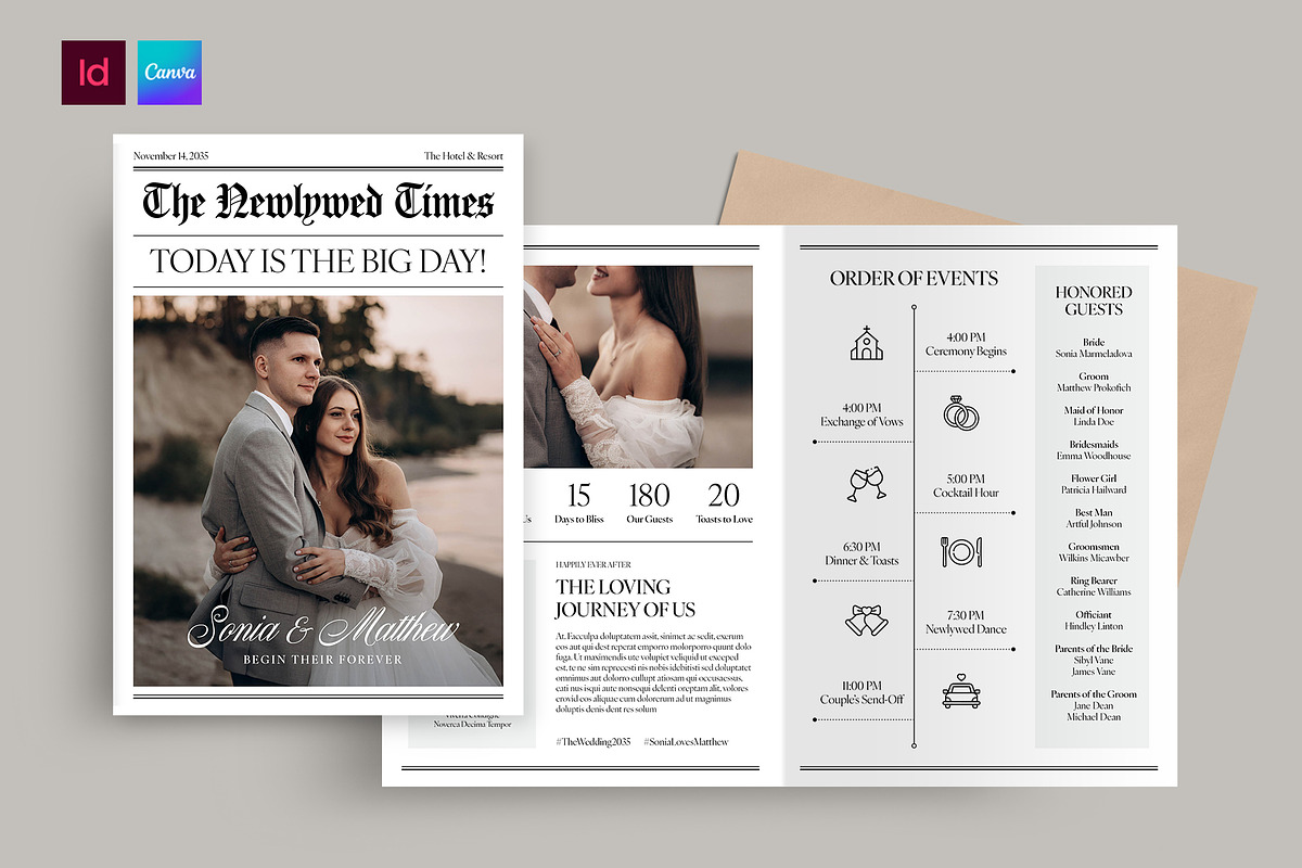 Wedding Day Newspaper Program, a Brochure Template by BrandPacks (Photo 1 of 5)