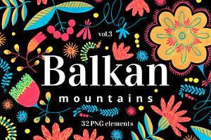 Hand-painted folk gouache pattern
