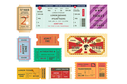 Vintage tickets, paper coupons for circus, cinema, an Arts & Entertainment Photo by Elegant Solution
