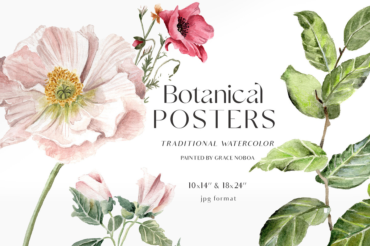 Watercolor floral posters prints, a Decorative Illustration by Grace Noboa Illustrations (Photo 6 of 12)