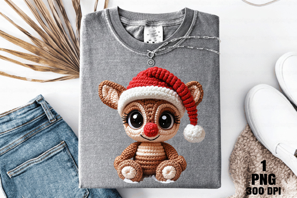 Yarn Crochet Christmas Reindeer PNG, an Illustration by Daily.Designs (Photo 8 of 10)