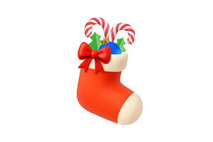 3d Christmas Stocking with Candy, an Object Illustration by ModVector