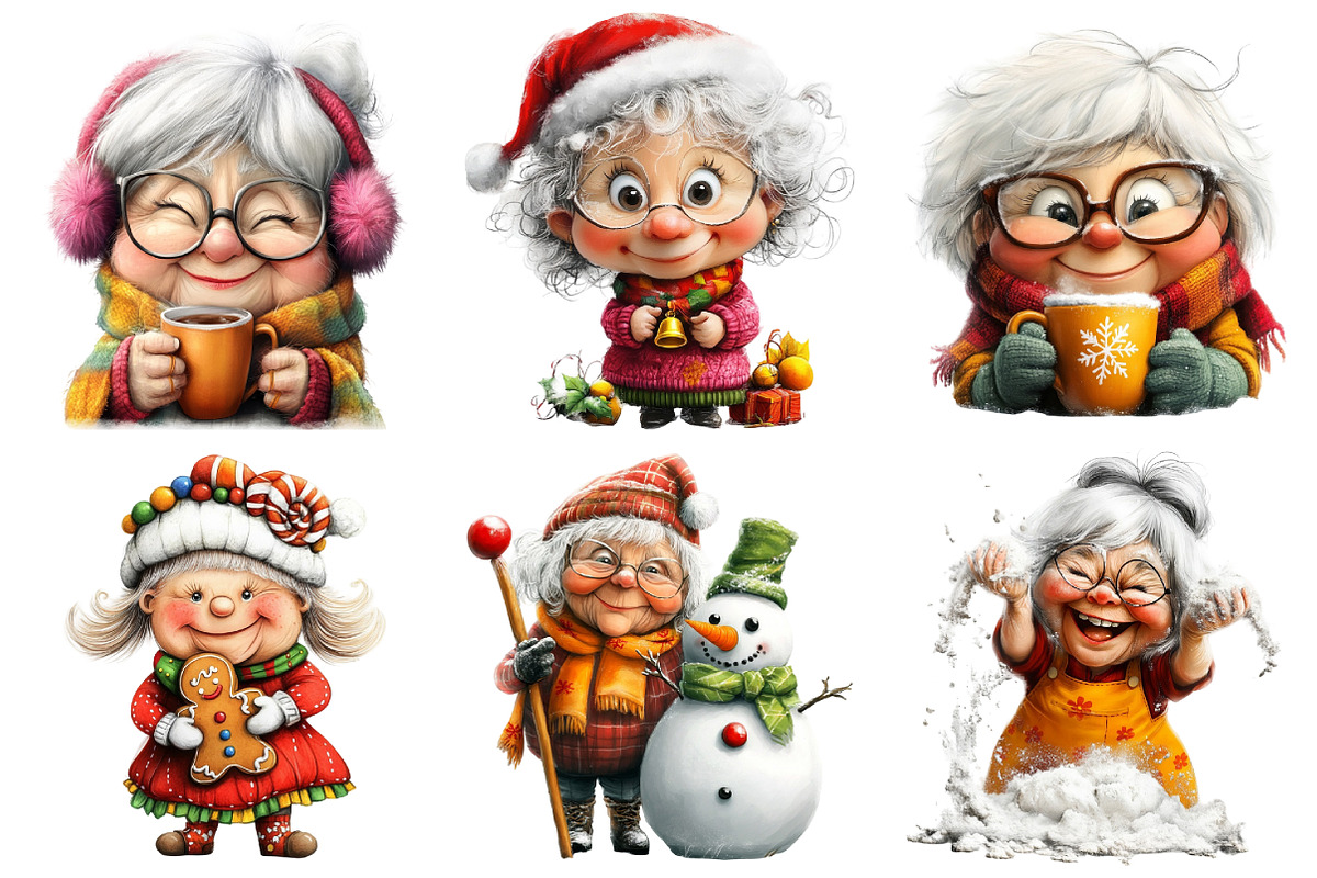Whimsical Christmas Grandma Clipart, an Illustration by Daily.Designs (Photo 4 of 5)