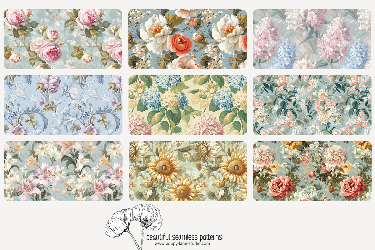 70 baroque floral seamless pattern, a Pattern Graphic by Poppy Lane Studio (Photo 7 of 10)
