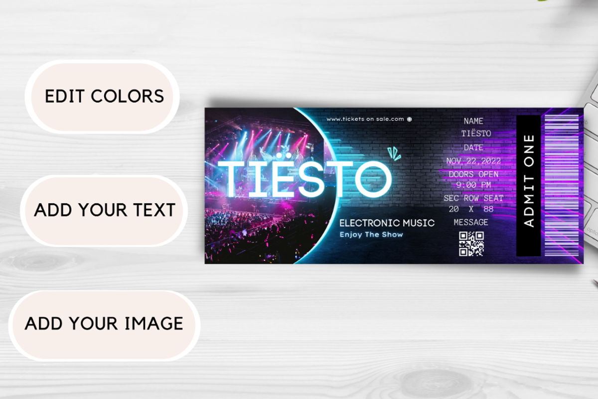 Editable Concert Ticket Template, an Invitation Template by YasdeyDesigns (Photo 9 of 9)