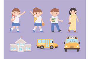 set students and teacher, an Education Illustration by studiogstock