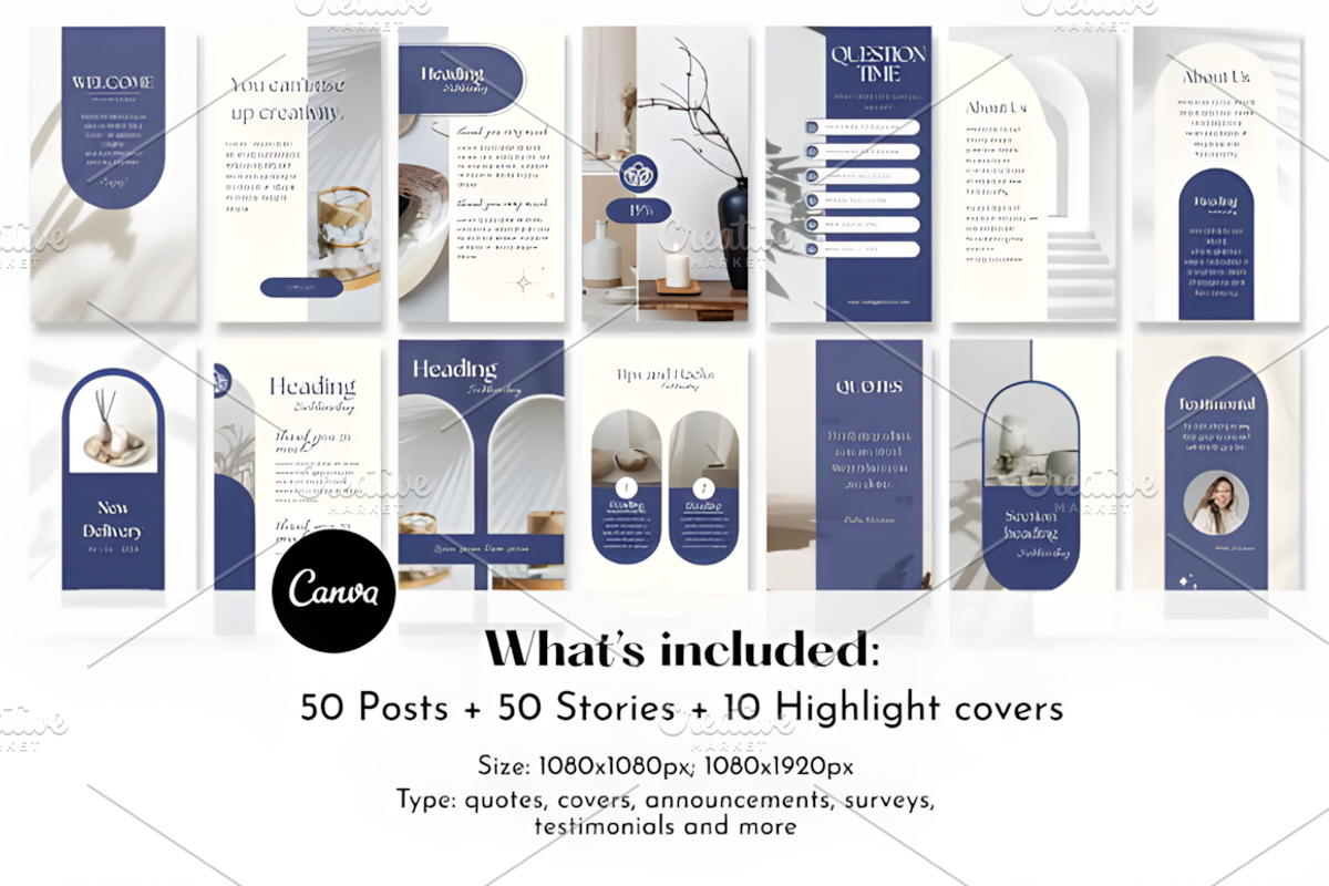 Aesthetic Blue Instagram Templates, a Social Media Template by Ink Gallery (Photo 4 of 5)