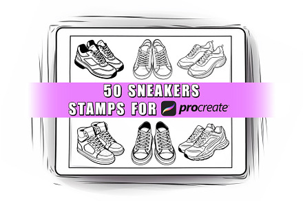 50 Sneakers Procreate Stamps Brushes