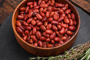 Simple, wholesome portion of kidney beans in a rustic wooden dis, a Food & Drink Photo by composter-box@mail.ru