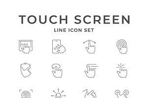 Set line icons of touch screen, an Outline Icon by motorama
