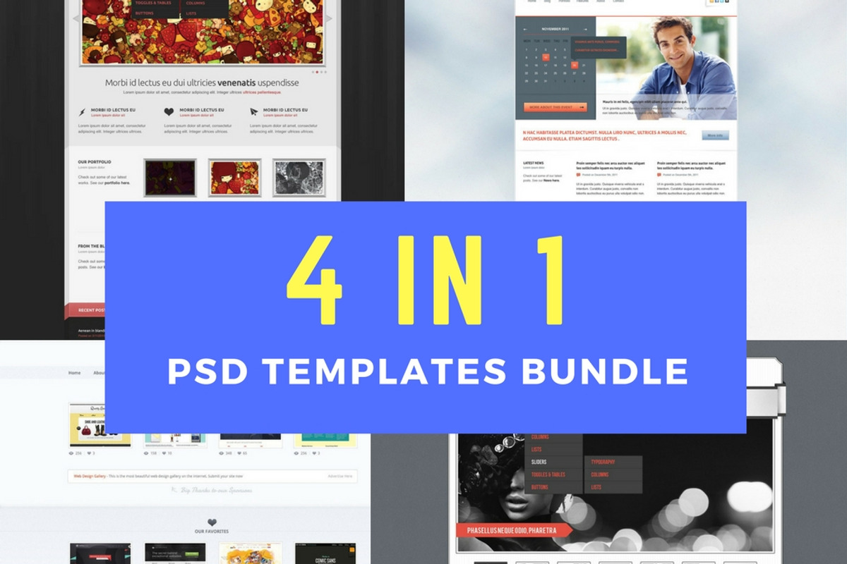 4 in 1 PSD Templates Bundle, a Websites & App Template by cssmania (Photo 1 of 5)