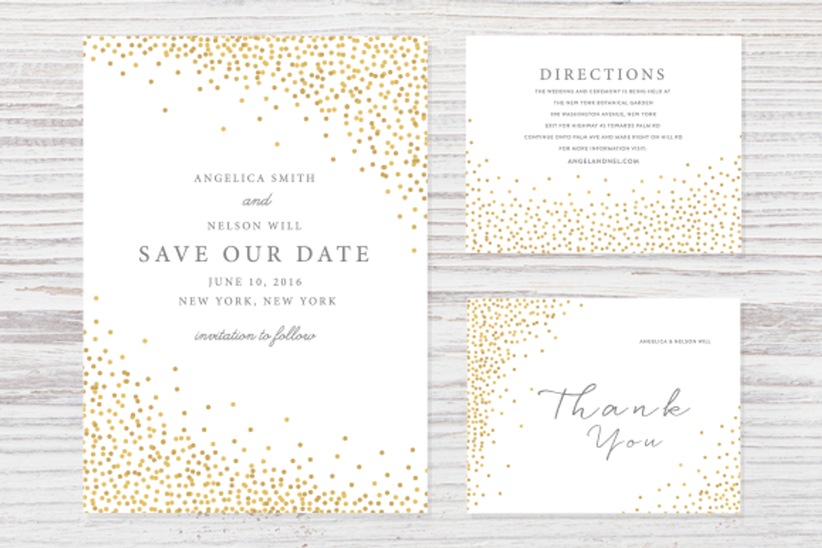 Gold Confetti Wedding Invitation Set, an Invitation Template by Pixejoo (Photo 2 of 4)