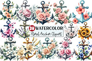 Watercolor Floral Anchor Clipart, an Illustration by Rose Art (Thumbnail 1 of 4)