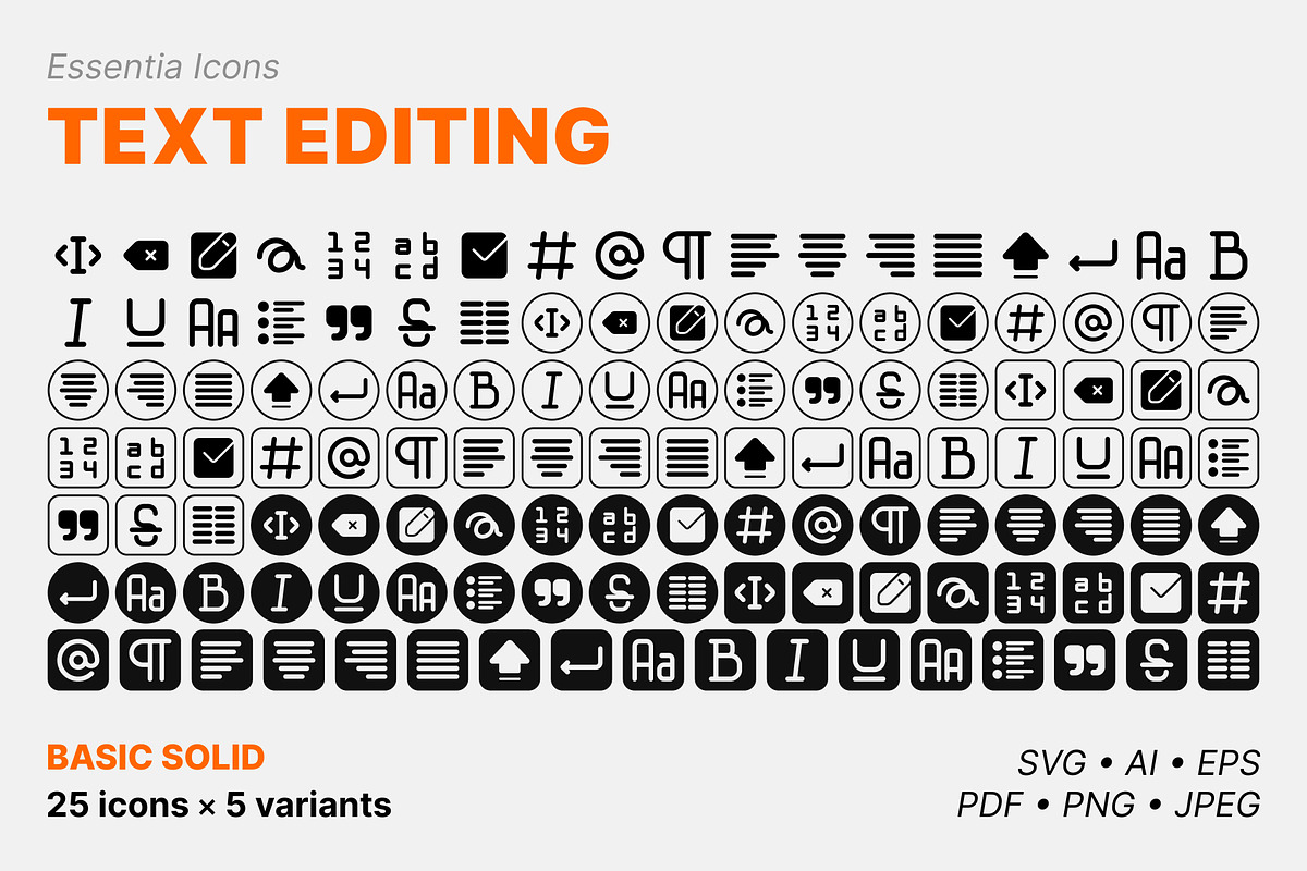 Text editing icons (Solid), a Solid Icon by Totto House (Photo 2 of 3)