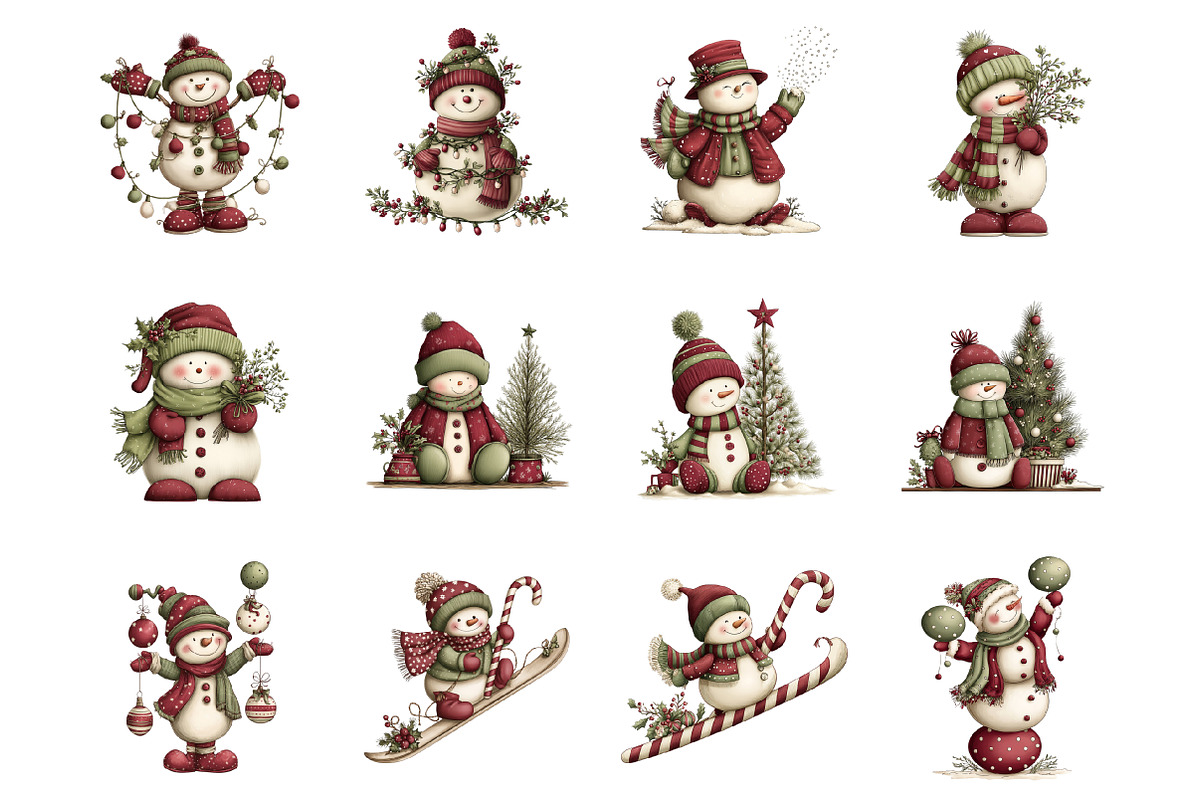 Whimsical Tipsy Snowman Clipart, a Graphic by CitraGraphics (Photo 4 of 4)