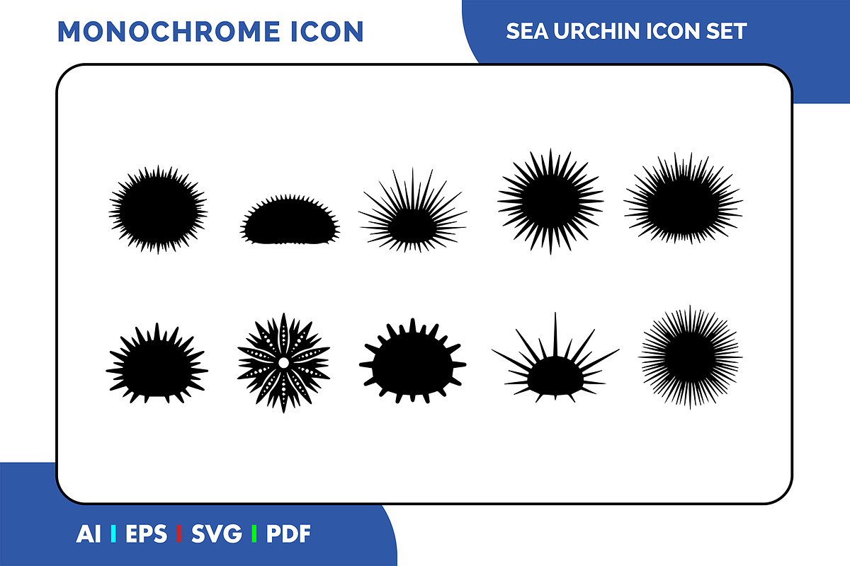 Sea Urchin Icon Set – Simple Black, a Solid Icon by Fontmine Studio (Photo 1 of 3)