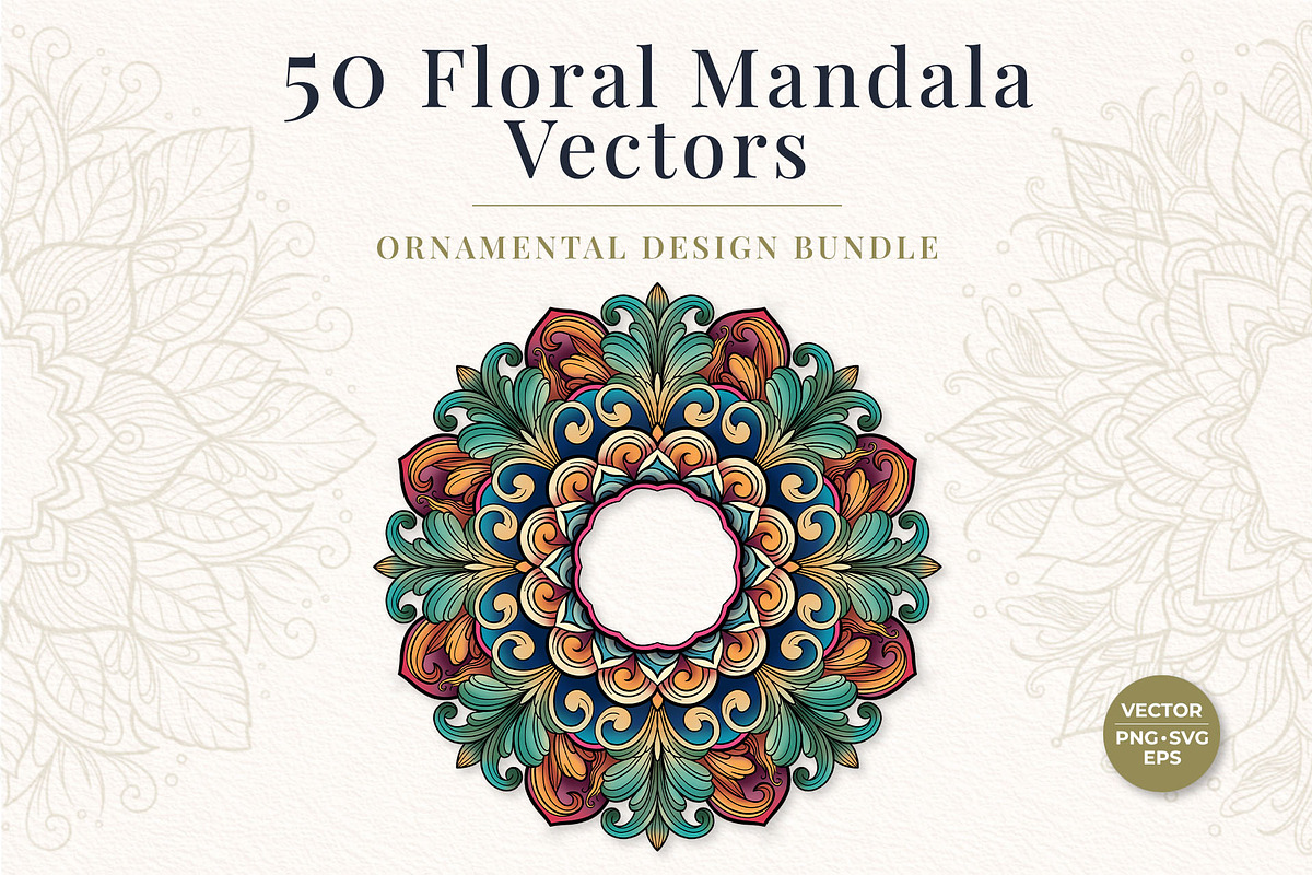 50 Floral Mandala Vectors Bundle, a Decorative Illustration by Papatongartist (Photo 1 of 6)
