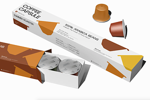Coffee Capsule Box & Pod Mockup Set