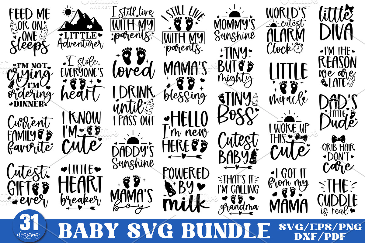 Baby SVG Bundle, Baby Quote SVG, a Graphic by Designer302 (Photo 1 of 33)