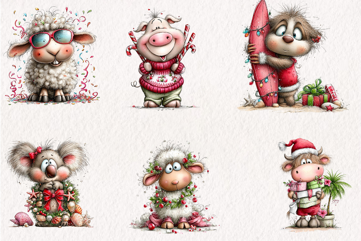 Whimsical Christmas in July Animals, a Seasonal Illustration by CreationArt (Photo 2 of 6)