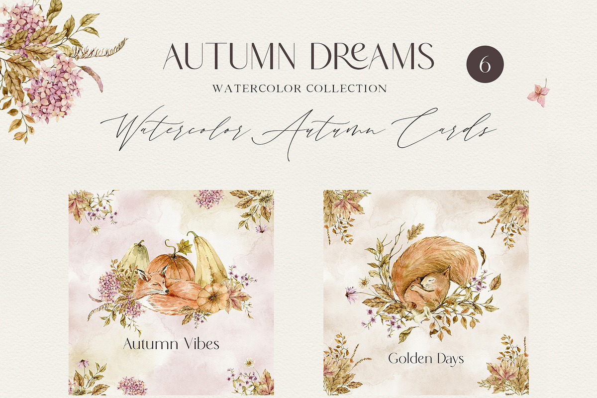 AUTUMN DREAMS watercolor collection, a Seasonal Illustration by long summer (Photo 12 of 18)