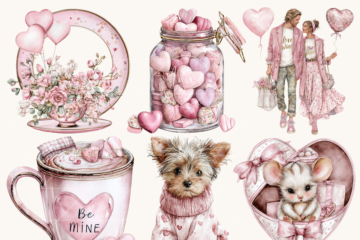 Watercolor Romantic Clipart Bundle, an Object Illustration by Design Scotch (Photo 4 of 10)