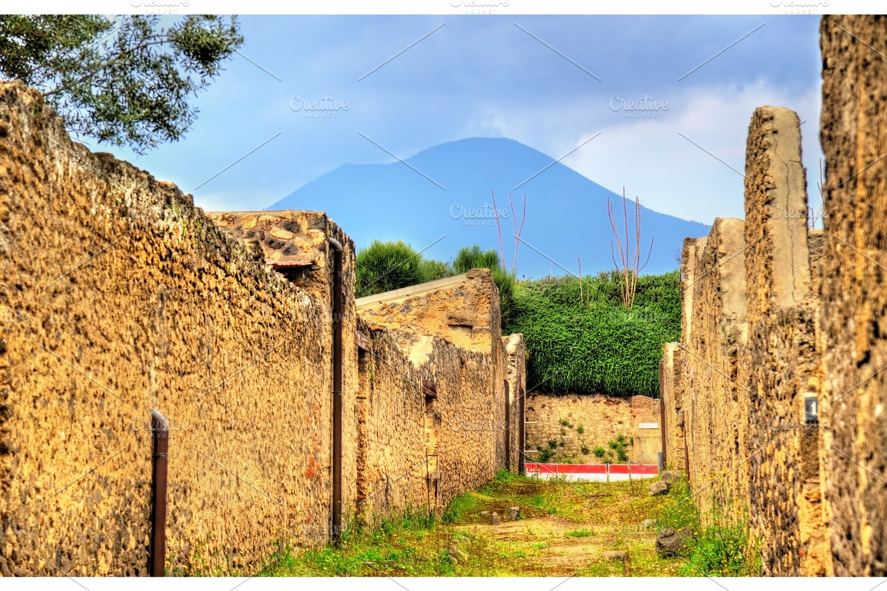 Ruins of pompeii with mount vesuvius in the background featuring pompeii, an Architecture Photo by Leonid Andronov