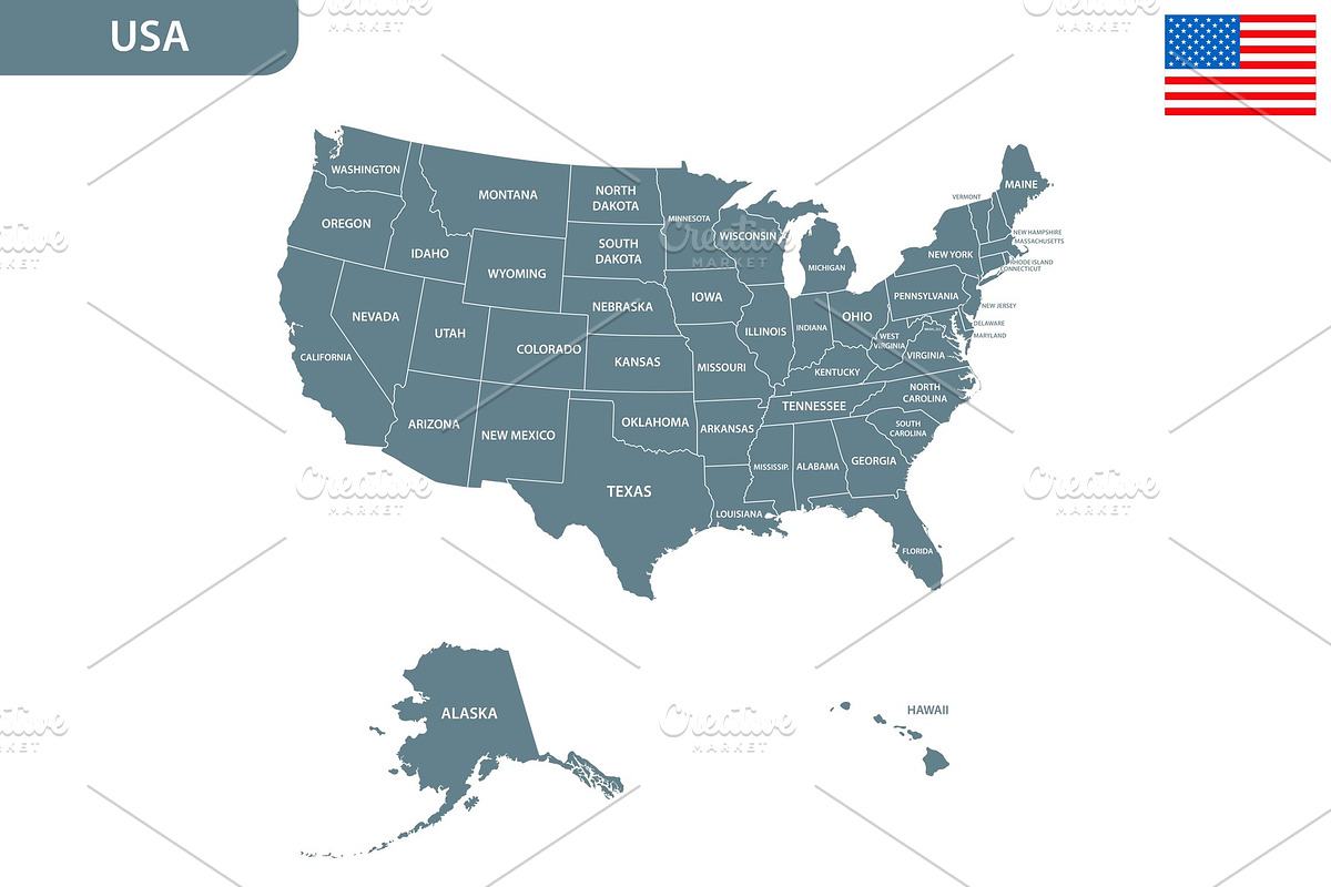 Detailed map of the USA, an Illustration by Vector Shop (Photo 4 of 5)