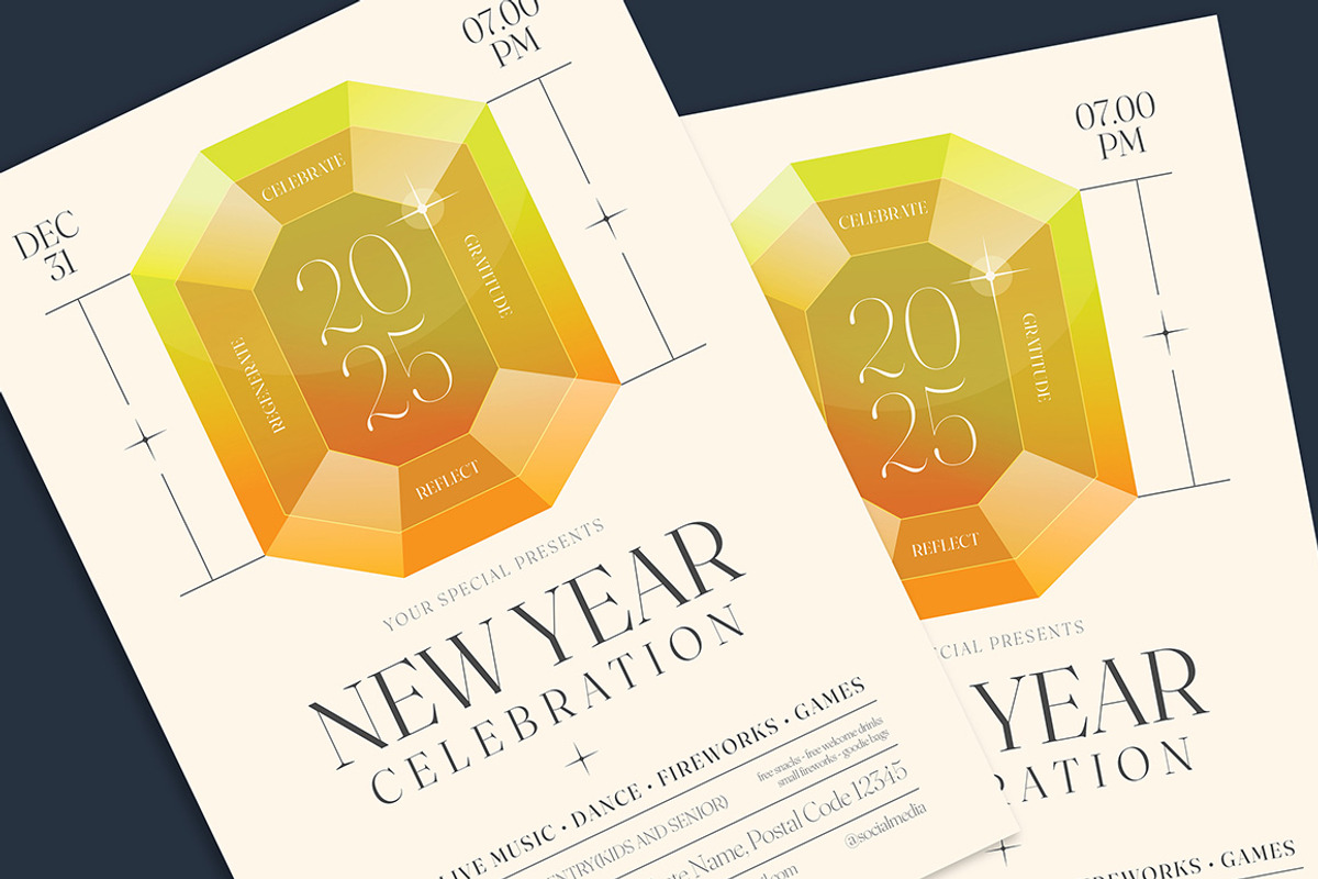 Elegant New Year Celebration Flyer, a Flyer Template by Gumico Studio. (Photo 3 of 3)