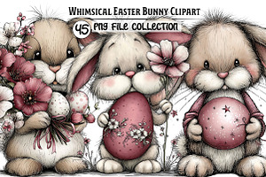 Whimsical Easter Bunny Clipart, an Illustration by Dream Creation