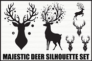 Majestic Deer Silhouette Bundle, an Illustration by jahid234 (Thumbnail 1 of 7)