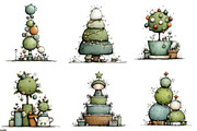 Whimsical Christmas Topiary Trees, an Illustration by DreamArtGraphic (Thumbnail 2 of 5)
