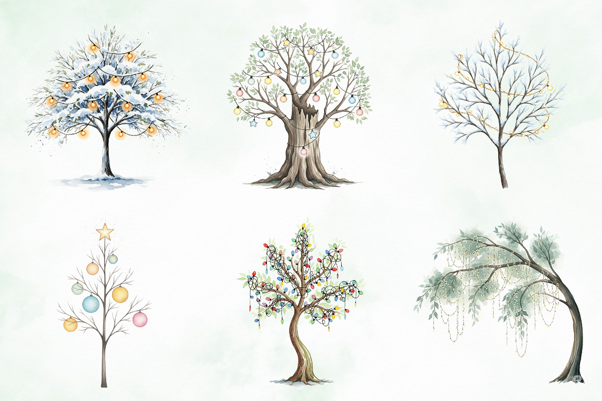 Christmas Lights Tree Clipart PNG, an Illustration by Creative Art (Photo 10 of 11)