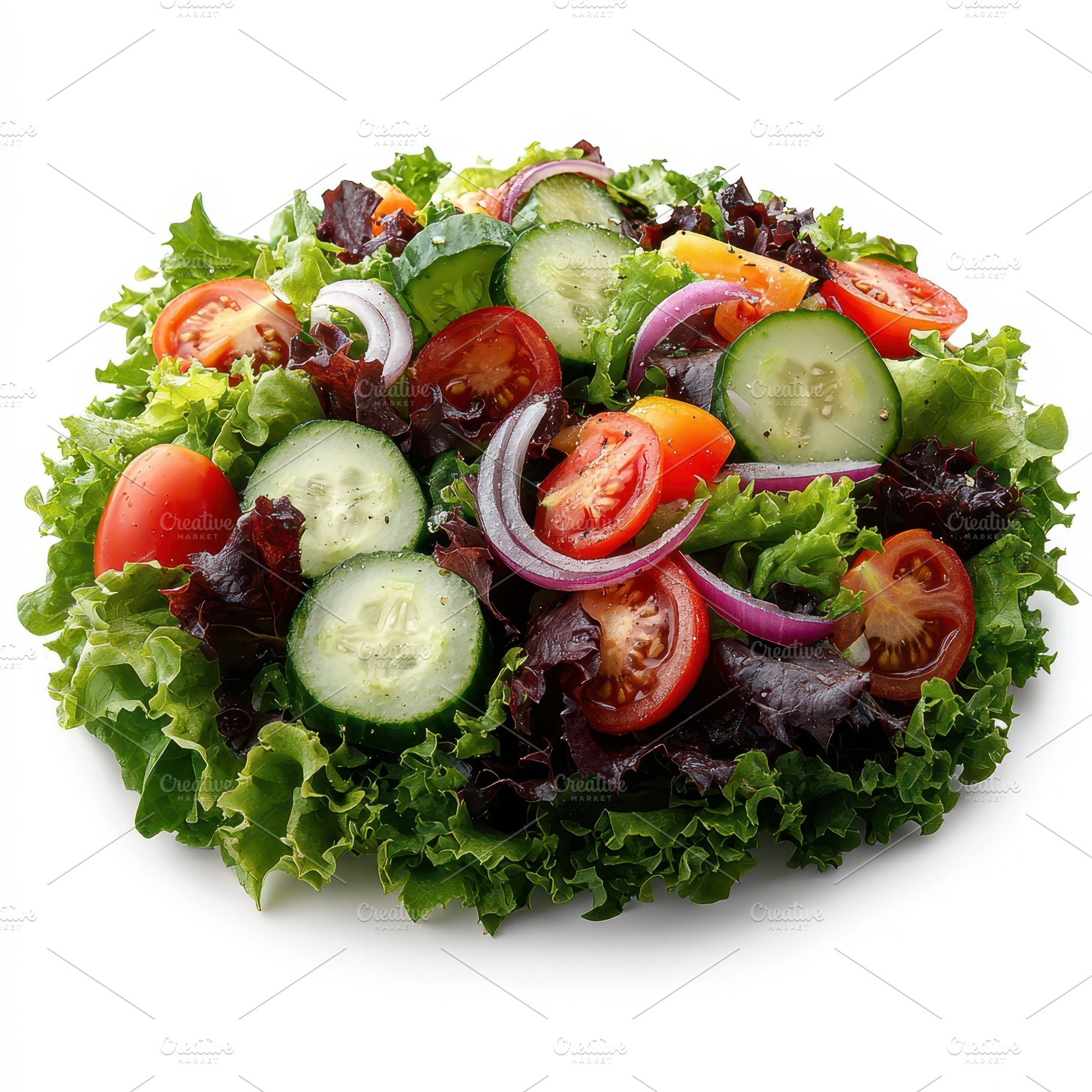 Fresh Green Salad with Tomatoes Cucu, a Food & Drink Photo by Pixeness