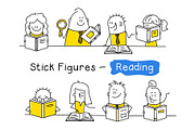 Stick Figures Reading, an Education Illustration by Anna Semenchenko (Thumbnail 1 of 4)