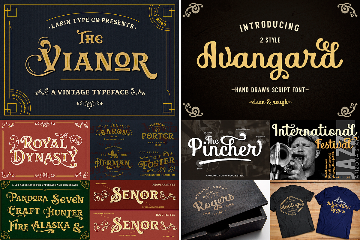 Huge Vintage Font Bundle, a Script Font by Larin Type Co. (Photo 11 of 16)